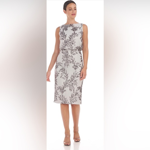 JS Collections Women's Jacqueline Blouson Midi Dress Size 2 - Picture 3 of 9